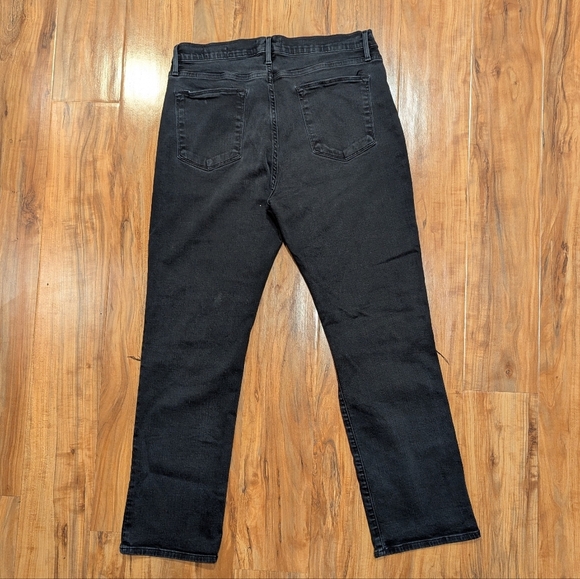 Frame Le High Straight Leg Jeans Women's 32 Black Distressed Knee Denim Pant - Picture 2 of 7